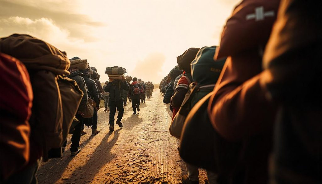 Migrantes abandonando su país de origen