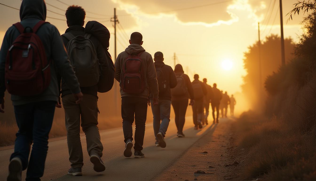 Migrantes abandonando su país de origen.