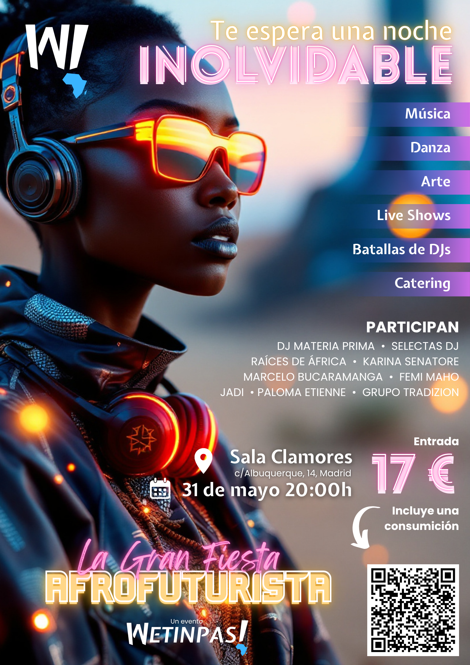 Cartel para la Gran Fiesta Afrofuturista