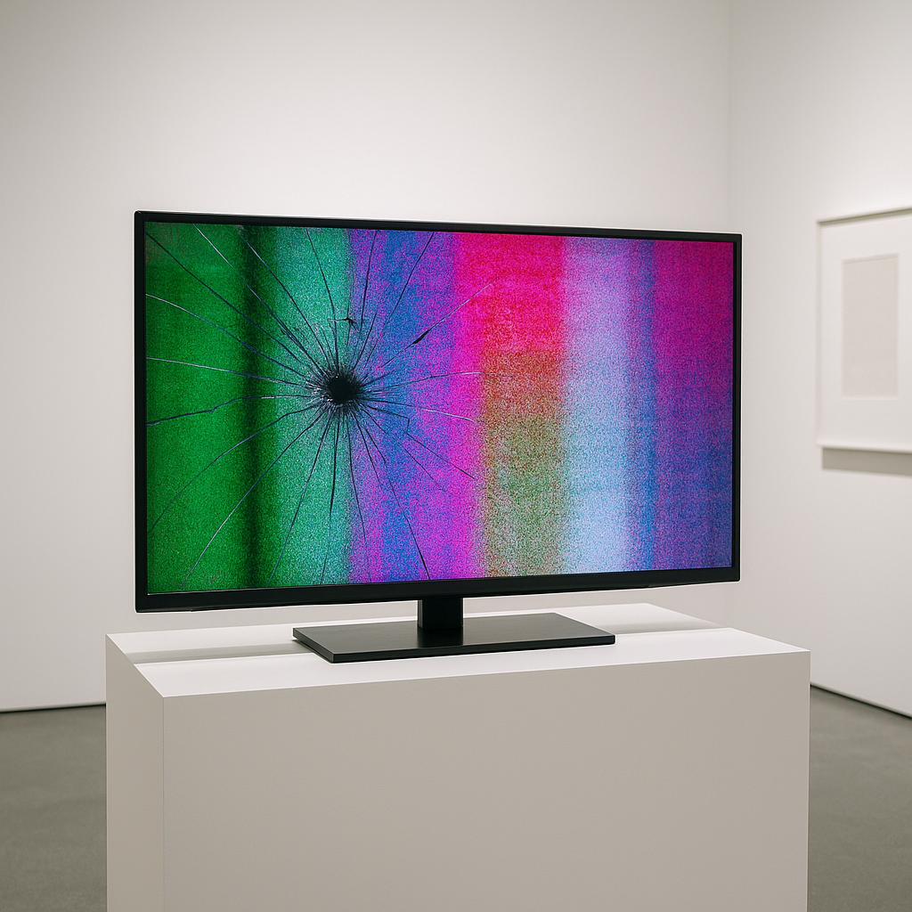 Portada para Crítuca al Arte Contemporáneo donde se ve una tele rota expuesta en un museo.