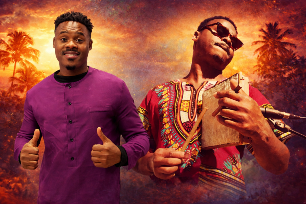 Toiñ Bull artista de Annobón interpretando música africana contemporánea