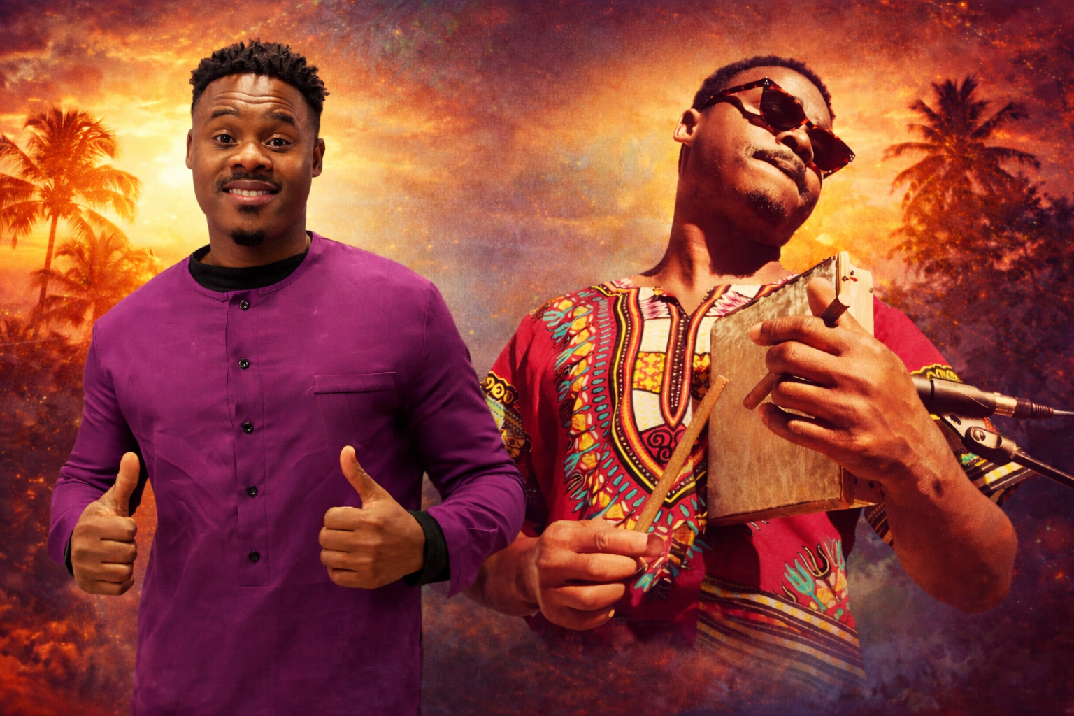 Toiñ Bull artista de Annobón interpretando música africana contemporánea