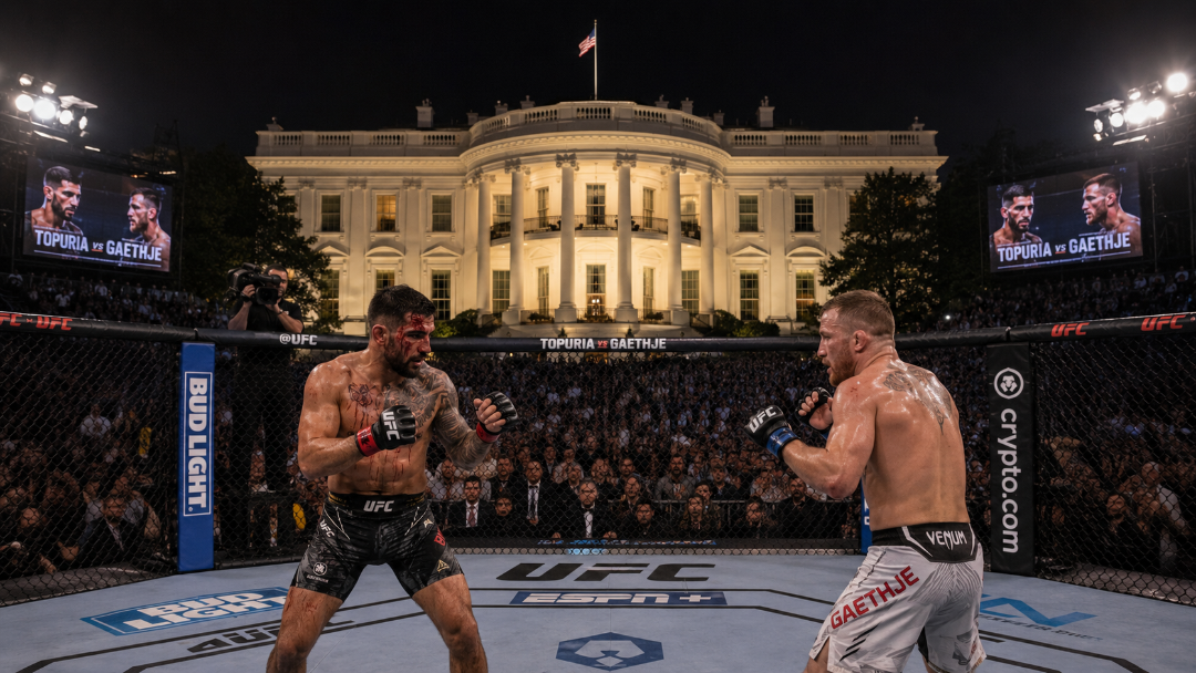 Combate UFC Topuria vs Gaethje frente a la casa blanca